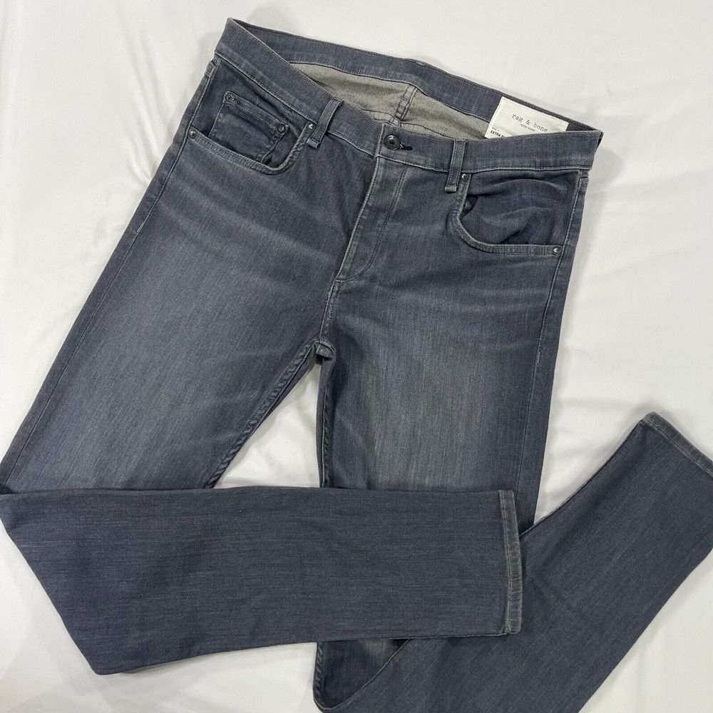 Rag & Bone Mens 34x34 Jeans Button Fly Stretch Denim Gray